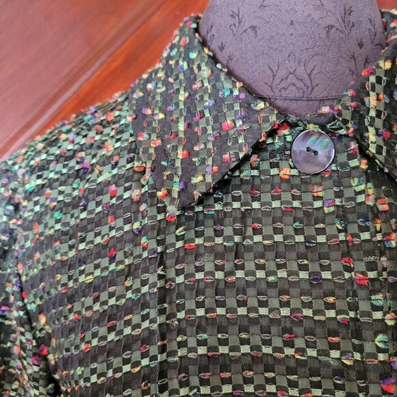 Chicos Womens Green Multicolor Textured Button-Up Jacket Size 2 - Picture 4 of 8